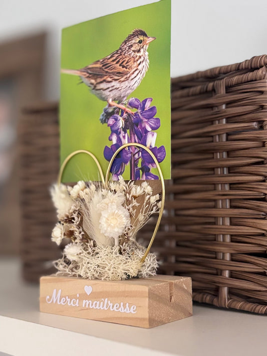 Porte-photo fleuri “Merci Maîtresse” – Cadeau de fin d’année scolaire