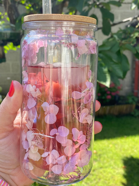 Gobelet double paroi fleurs roses