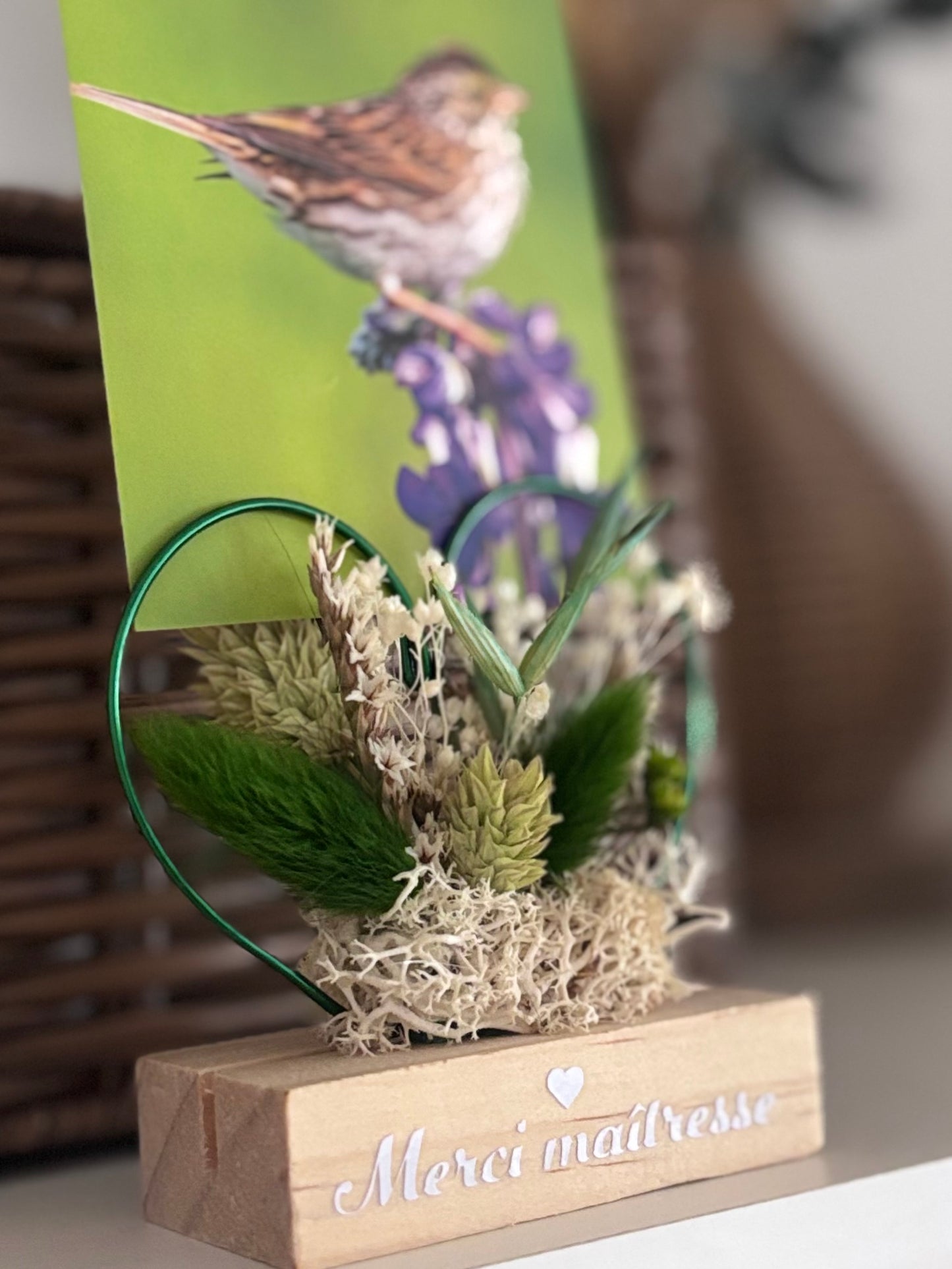 Porte-photo fleuri “Merci Maîtresse” – Cadeau de fin d’année scolaire