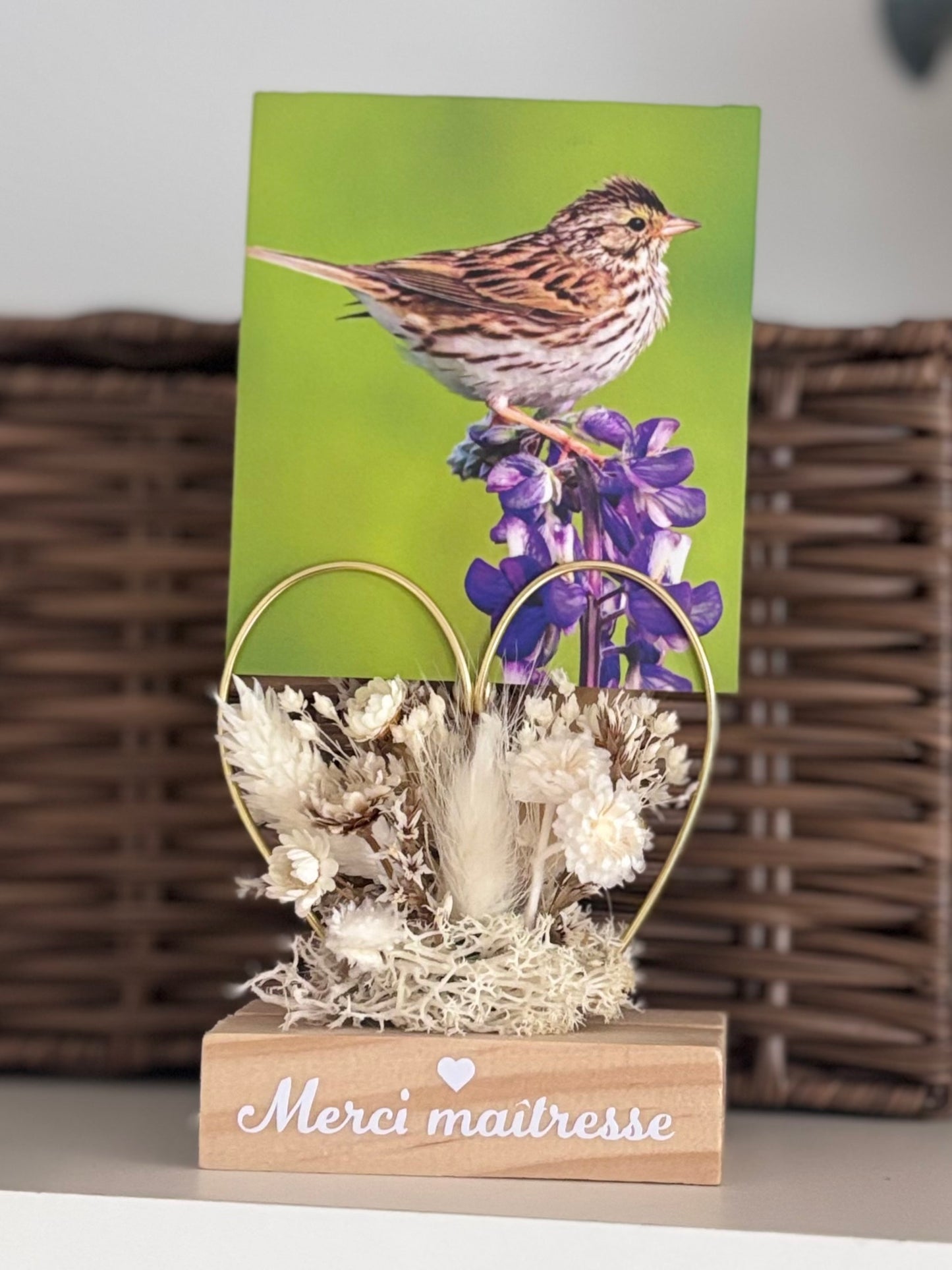 Porte-photo fleuri “Merci Maîtresse” – Cadeau de fin d’année scolaire