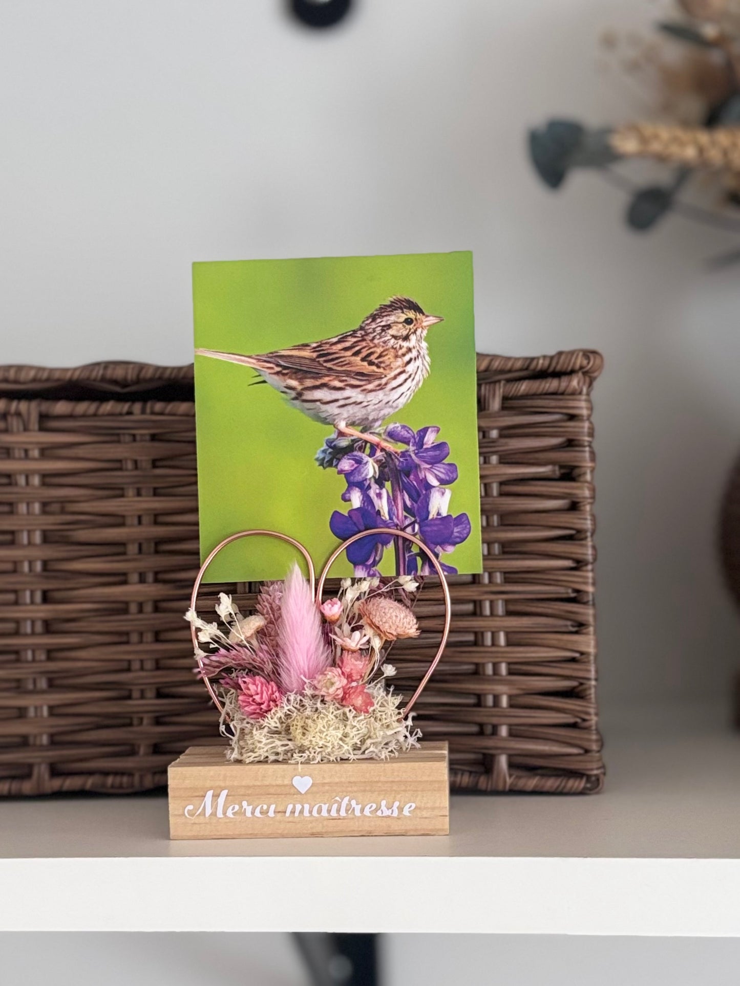 Porte-photo fleuri “Merci Maîtresse” – Cadeau de fin d’année scolaire