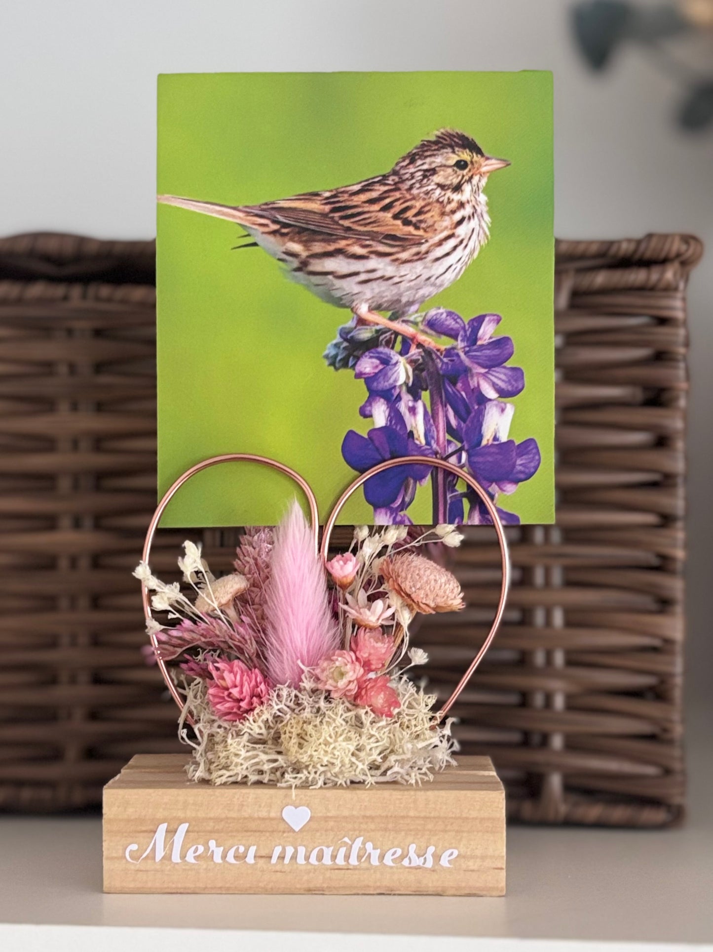 Porte-photo fleuri “Merci Maîtresse” – Cadeau de fin d’année scolaire