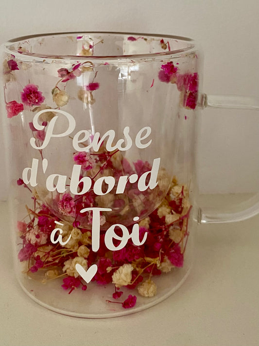 Tasse fleurie « pensée positive »
