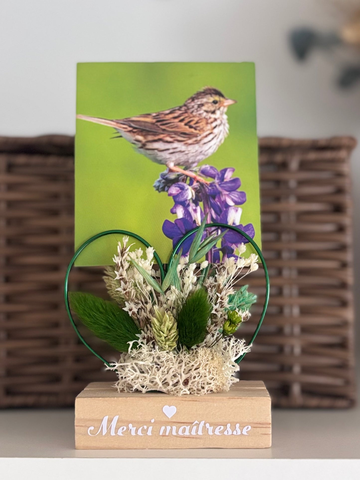 Porte-photo fleuri “Merci Maîtresse” – Cadeau de fin d’année scolaire