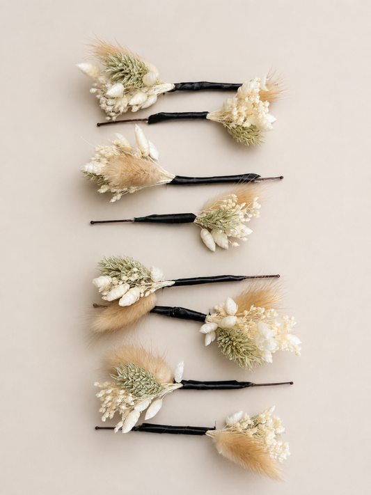 Pinces à chignon fleuries – Fleurs séchées