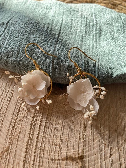 Boucles d'oreilles Hortensia blanc